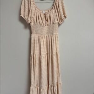 Le Lis Beige Smocked Midi Dress